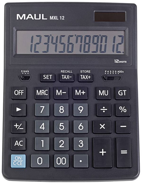 JAKOB MAUL - MAUL MXL 12, Desktop, Display-Rechner, 12 Ziffern, 1 Zeilen, Akku, Schwarz