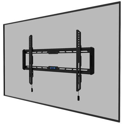 Eine schwarze TV-Halterung an einer grauen Wand befestigt, ohne sichtbaren Fernseher. Die Halterung ist schlicht und funktionell designt.