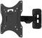 Schwarze, verstellbare TV-Wandhalterung mit schwenkbarem Arm, geeignet für Flachbildschirme.
