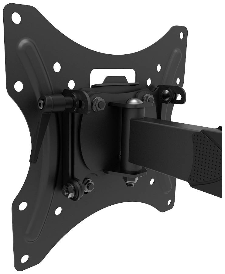 Wandhalterung für Flachbildschirme. Robust, schwenkbar, in mattem Schwarz. Geeignet für verschiedene Bildschirmgrößen.