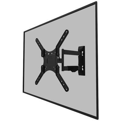 Wandhalterung aus schwarzem Metall mit VESA-Kompatibilität, befestigt an grauer, rechteckiger Fläche, passend für Flachbildschirme.