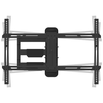 Wandhalterung für Fernseher, zeigt ein Schwenk- und Neigegelenk für flexible Positionierung. Schwarzes, robustes Design.