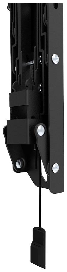 Nahaufnahme eines schwarzen mechanischen Hebels mit mehreren Bolzen und Schrauben, der an einem Kabel befestigt ist.