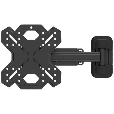 Schwarze, verstellbare TV-Wandhalterung mit schwenkbarem und ausziehbarem Arm. Geeignet für verschiedene Bildschirmgrößen.