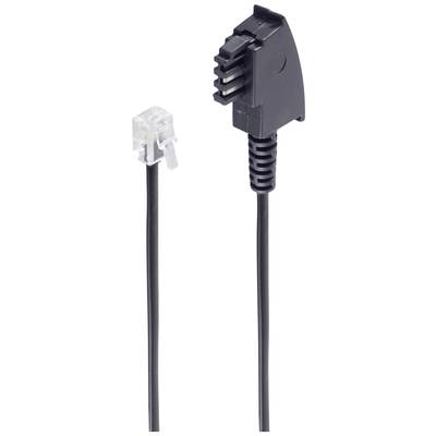 Zwei Steckertypen: links ein transparenter RJ-Stecker, rechts ein schwarzer Stecker mit mehreren Kontaktstiften, verbunden durch Kabel.