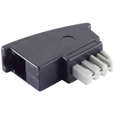 Ein schwarzer Kunststoffstecker mit vier weißen Anschlüssen, der in elektronische Geräte eingesetzt wird.