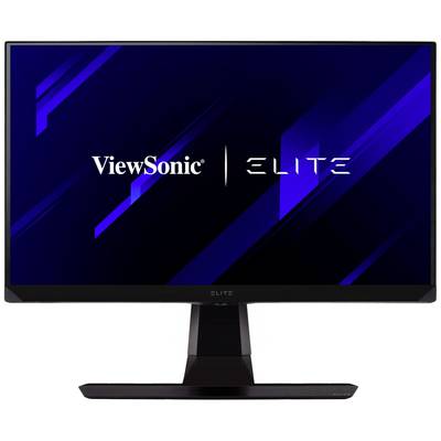 Ein Computermonitor der Marke 'ViewSonic ELITE', zeigt einen Bildschirm mit blau-schwarzem Muster.