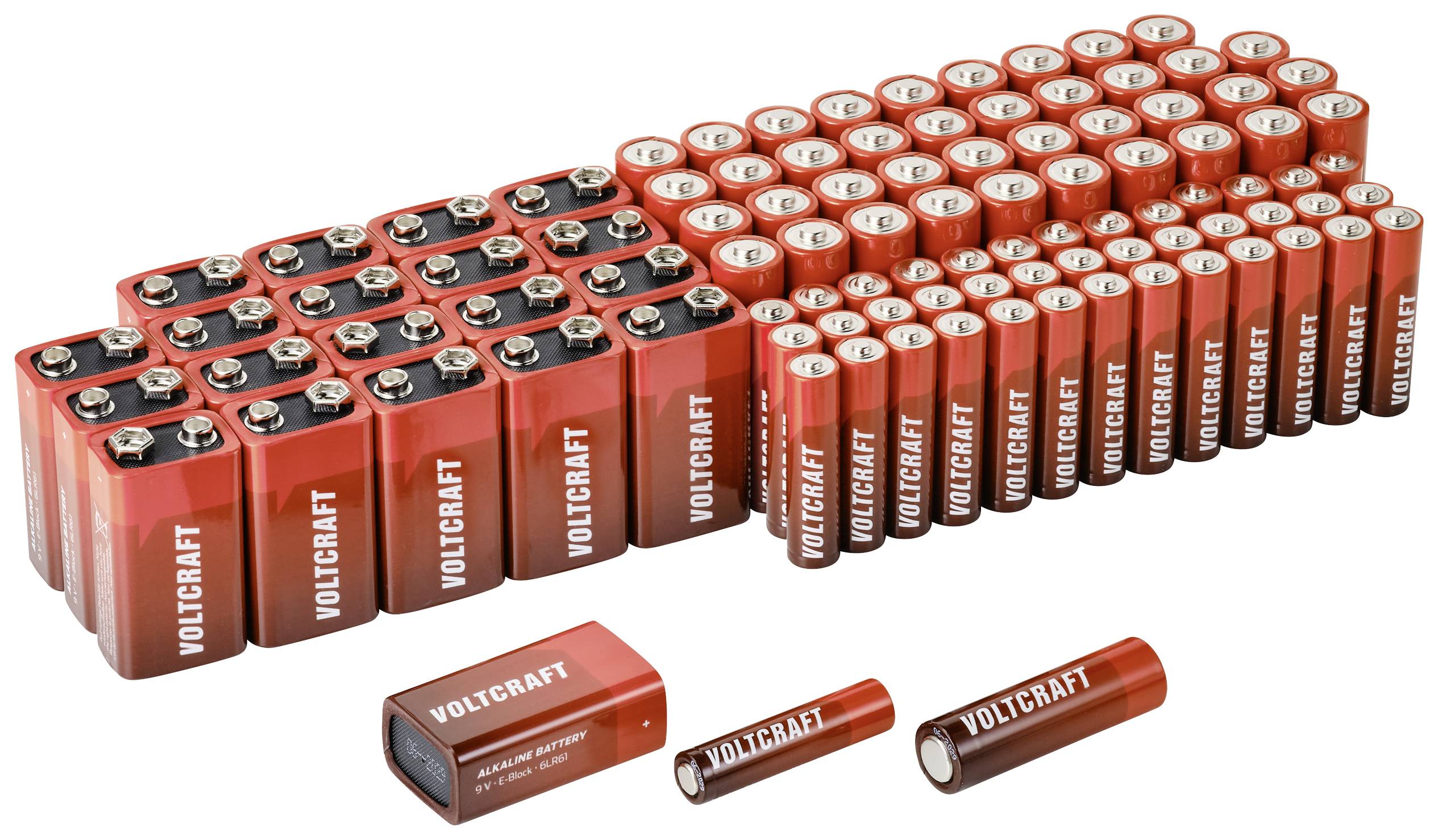 VOLTCRAFT - Alkaline-Batteriesortiment, 100 Stück→