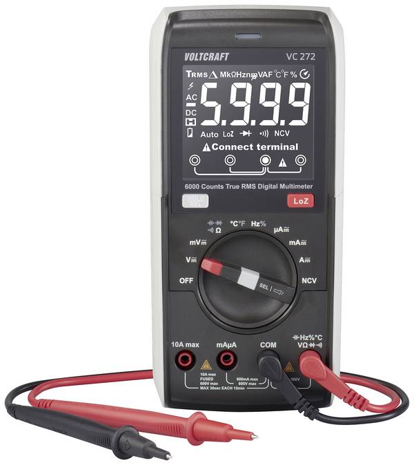 VOLTCRAFT VC272 Hand-Multimeter digital True RMS LoZ CAT III 600 V Anzeige (Counts): 6000