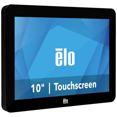 Flacher, rechteckiger Touchscreen-Monitor mit der Aufschrift 'elo' und '10" | Touchscreen' auf einem blauen Hintergrund.