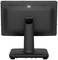 Ein schwarzer Computermonitor von hinten. Der Monitor steht auf einem stabilen Fuß und hat diverse Anschlüsse auf der Rückseite.