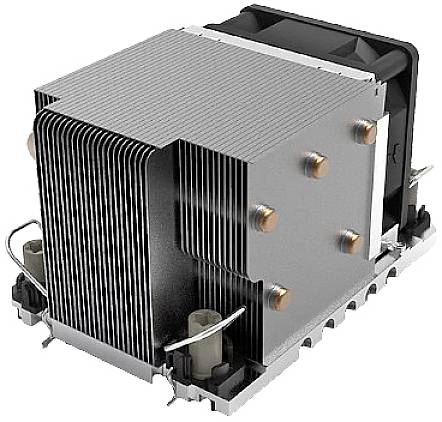 Kühlkörper aus Metall mit mehreren Rippen und Kupfer-Heatpipes, verwendet zur Wärmeableitung von Elektronikgeräten.