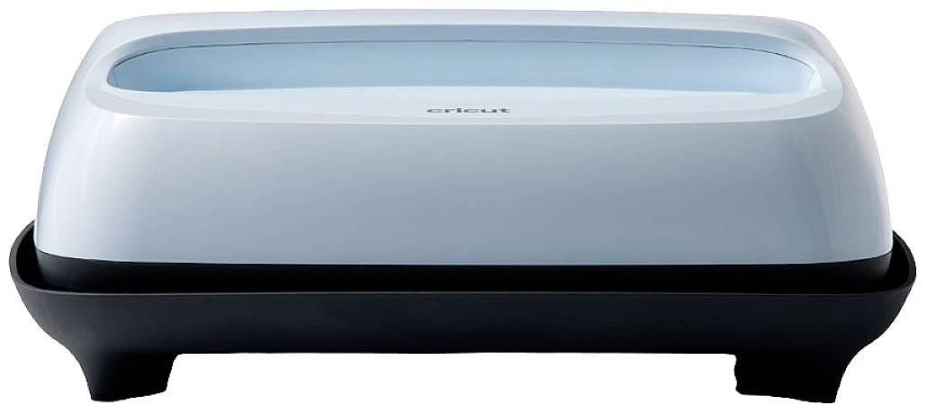 Ein blauer, moderner Katzennapf mit erhöhtem Rand und schwarzer Basis, um Wasser oder Futter aufzubewahren.