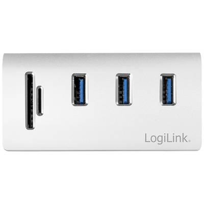 Ein USB-Hub von LogiLink mit drei USB-Anschlüssen und einem SD-Kartenleser auf der linken Seite.