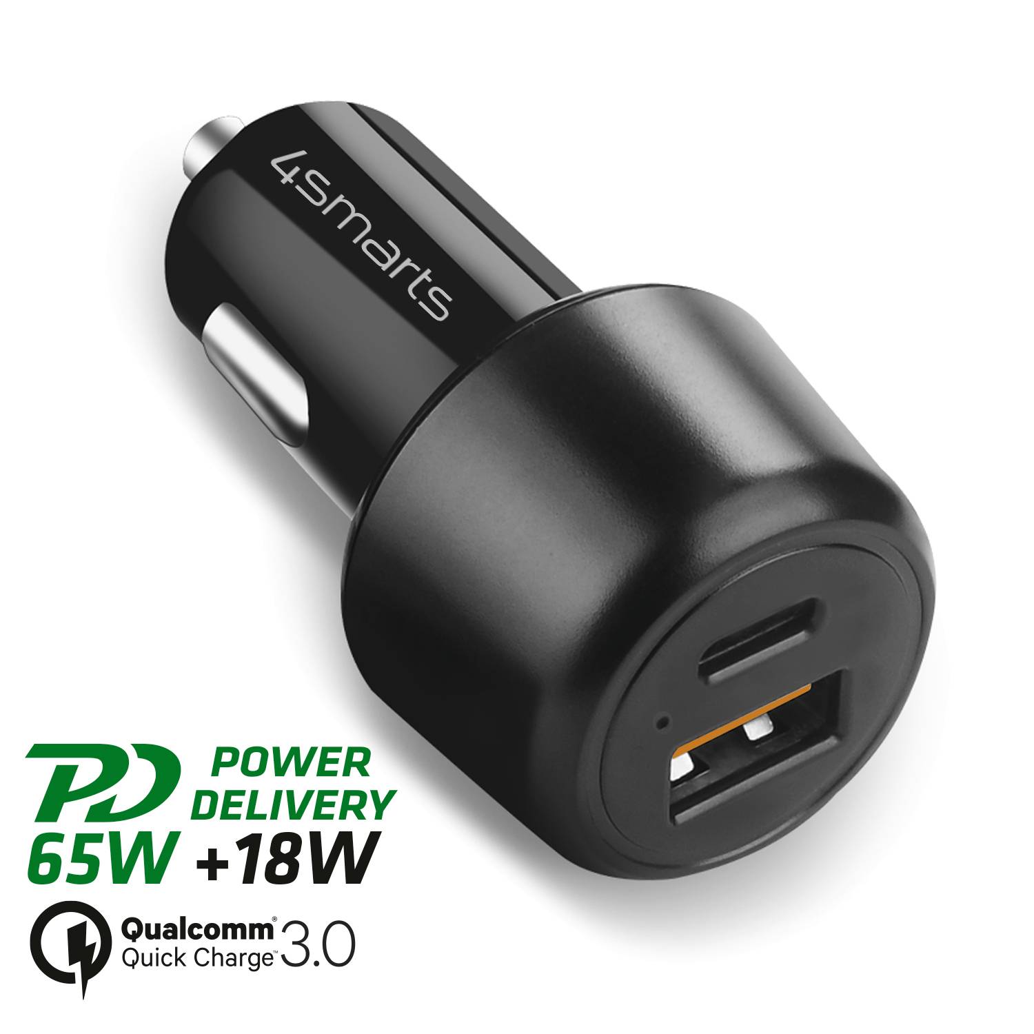 4Smarts 456260 USB Ladegerät 65 W, 18 W 1x USB-C®, 1x USB-A USB PD, Quick Charge Schwarz KFZ, LKW Schnellladegerät-4