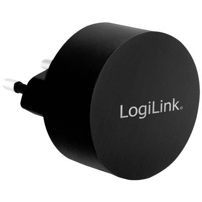 Schwarzes LogiLink-Ladegerät mit EU-Stecker. Geeignet zum Aufladen von USB-Geräten. Kompaktes Design, tragbar und leichtgewichtig.
