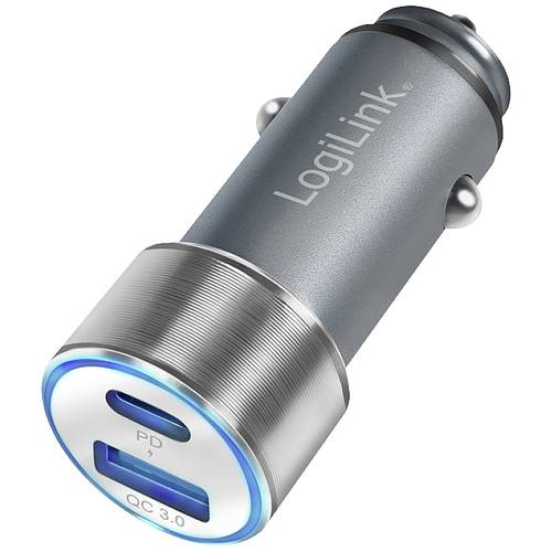 LogiLink Ladegerät USB Ladegerät 36 W 1x USB-A, 1x USB-C® USB PD Silber KFZ USB Power Delivery (USB-PD)