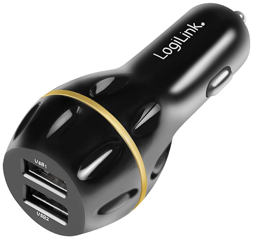 LOGILINK USB Car Charger, 2 Port, QC3, black