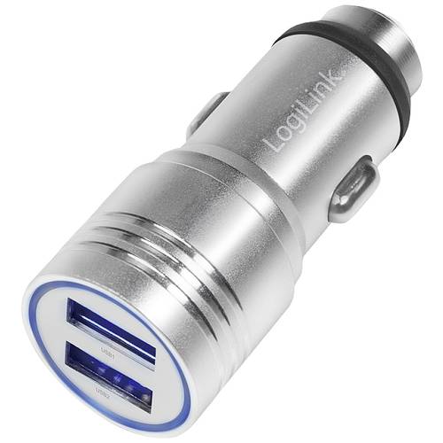 LogiLink Ladegerät USB Ladegerät 10.5 W 2x USB-A Silber KFZ Nothammer-Funktion