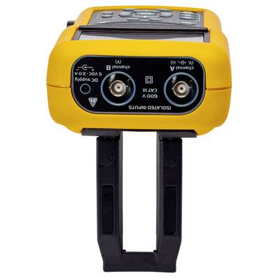 Ein tragbares elektrisches Messgerät mit zwei isolierten Eingängen und gelbem Gehäuse. Verwendet zur Diagnose von Spannungen.