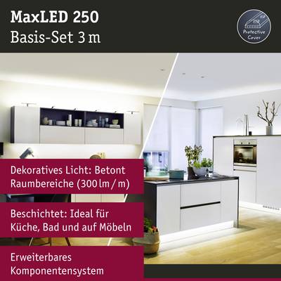 Dekoratives Lichtsystem 'MaxLED 250'. Helligkeit: 300 Lumen/Meter. Ideal für Regale und Möbel. Erweiterbares Komponenten-System.