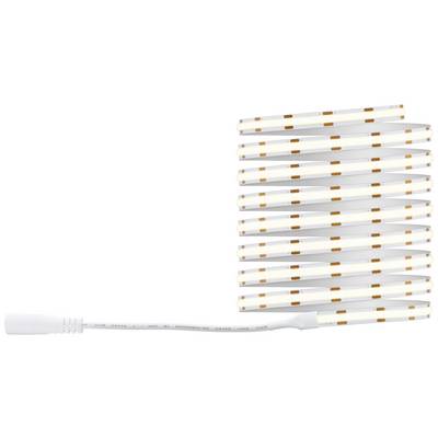 Ein flexibles LED-Lichtband mit weißen und orangefarbenen Streifen, an einem Kabel montiert. Ideal zur Akzentbeleuchtung.