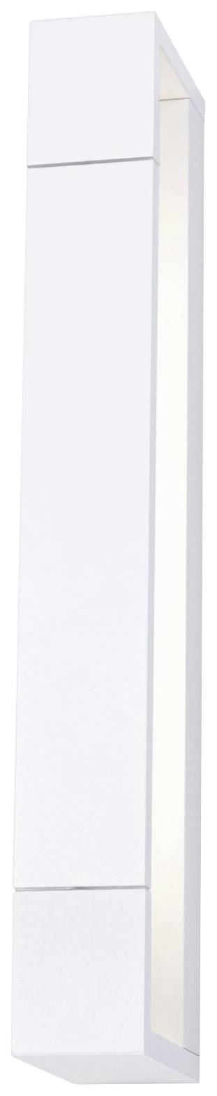 Weiße, rechteckige Wandleuchte mit schmalem, länglichem Design. Eignet sich für moderne Innenräume und bietet indirekte Beleuchtung.