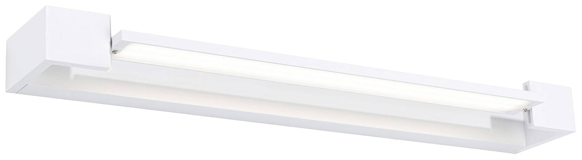 Weiße, rechteckige LED-Leuchte mit modernem Design und klarer Abdeckung. Geeignet für Innenraumbeleuchtung.