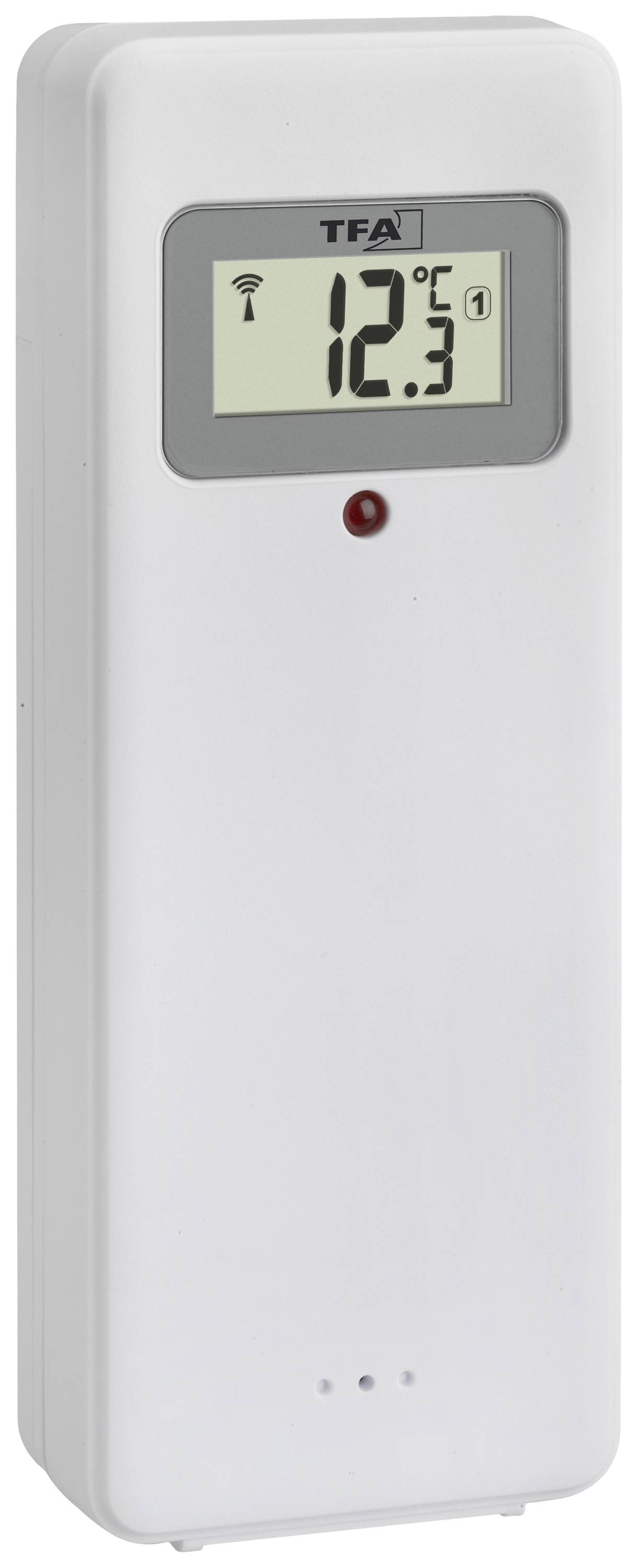 Ein elektronisches Thermometer zeigt die Temperatur von 12,5°C an.