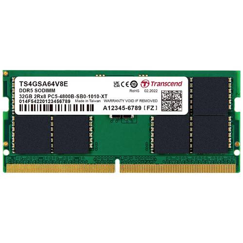 Transcend TS4GSA64V8E Laptop-Arbeitsspeicher Modul Industrial DDR5 32 GB 1 x 32 GB 4800 MHz 262pin SO-DIMM CL40 TS4GSA64...