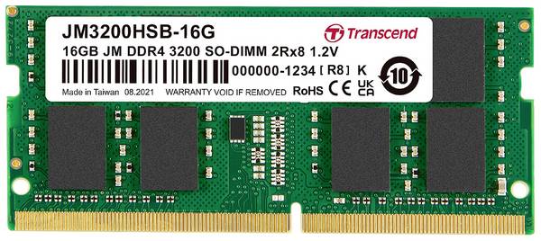 Transcend 16 GB JM DDR4 3200SO-DIMM 2Rx8 1Gx8 CL22 1.2V