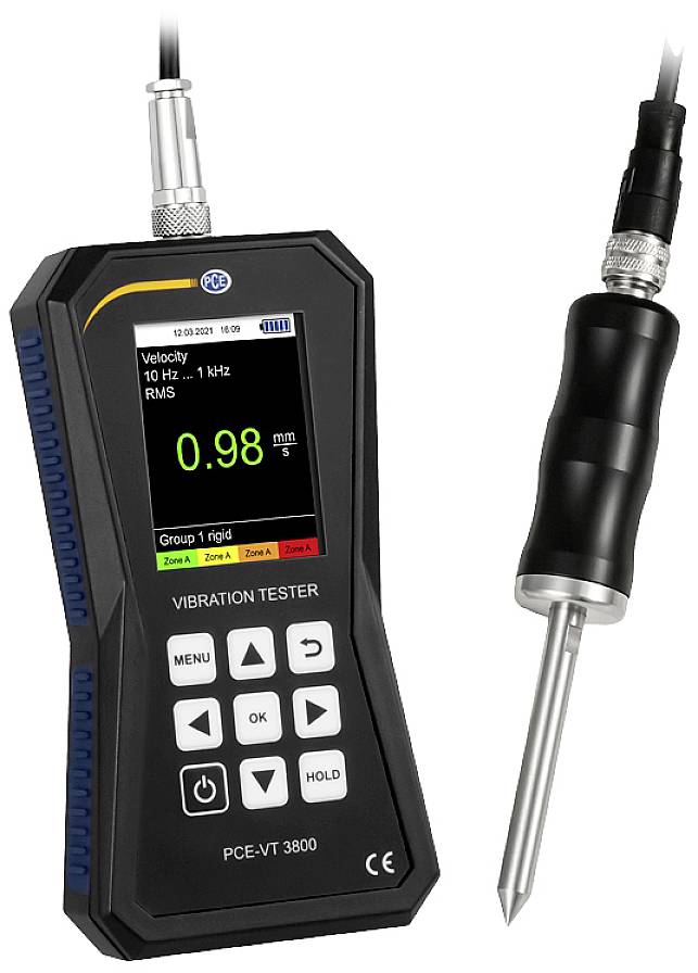 PCE Instruments Schwingungsmessgerät PCE-VT 3800S inkl. Messspitze mit Handgriff |Software |Sensor |Speicher |Sprachen