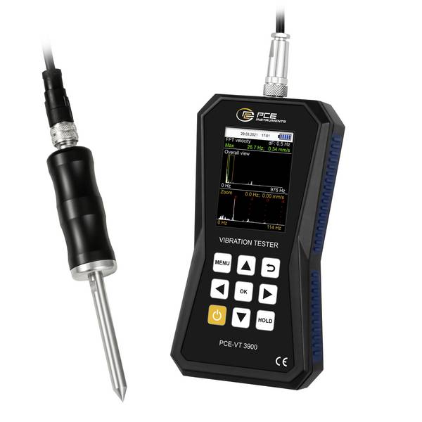 PCE Instruments Schwingungsmessgerät PCE-VT 3900S inkl. Messspitze mit Handgriff |FFT Analyse|Routenmessung |ISO 10816-3