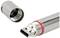 Ein silberner USB-Stick in Zylinderform mit abnehmbarem Deckel, geeignet für Datenspeicherung und Transport.