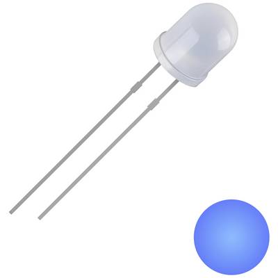 Glühlampe mit zwei langen Metallbeinen, zeigt blaues Licht an.