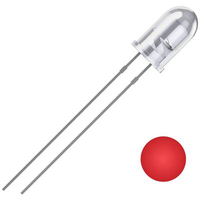 Eine rote LED mit transparentem Gehäuse zeigt ihre lange und kurze Anschlussdraht.