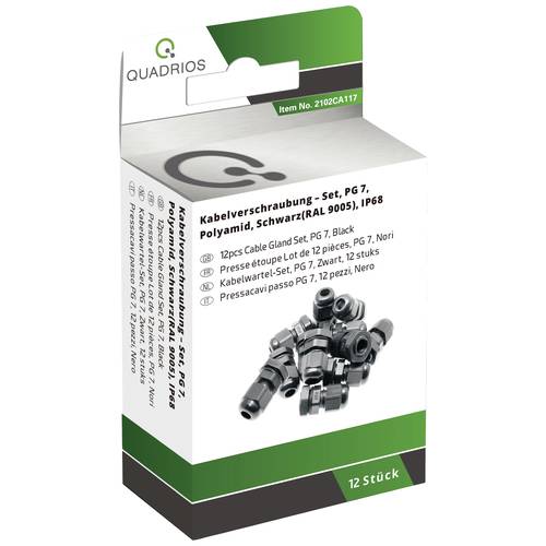 Quadrios 2102CA117 Kabelverschraubung Sortiment PG7 PA66 Schwarz 1 Set