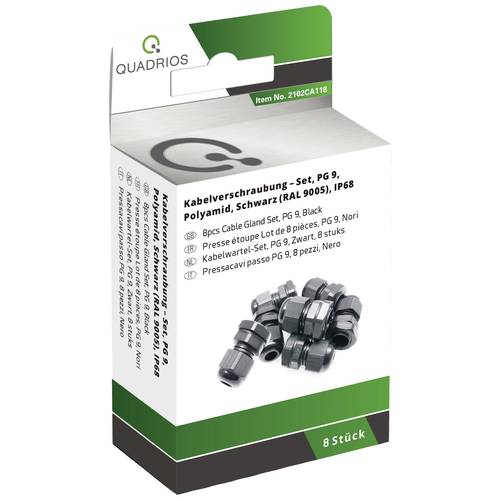 Quadrios 2102CA118 Kabelverschraubung Sortiment PG9 PA66 Schwarz 1 Set
