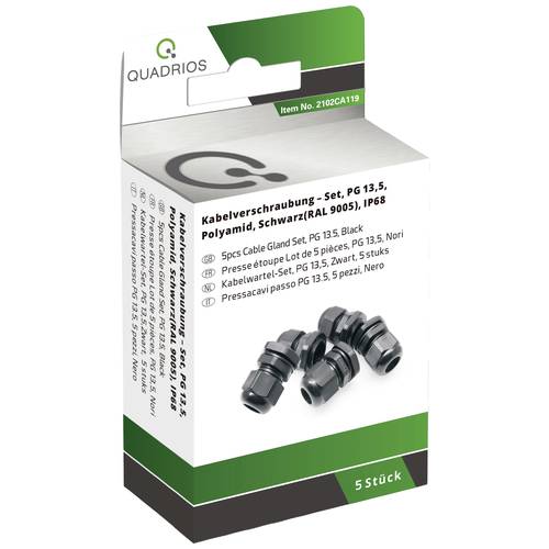 Quadrios 2102CA119 Kabelverschraubung Sortiment PG13.5 PA66 Schwarz 1 Set