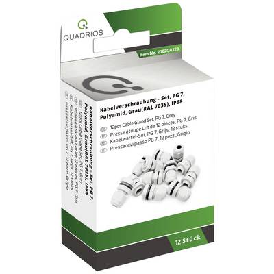 Verpackung einer Kabelverschraubung mit 12 Stück, PG 7, Polyamid, Grau, IP68, Produktcode: 2102CA120.