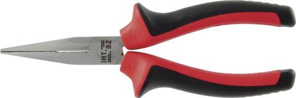 Eine rote und schwarze Spitzzange, ideal für präzise Arbeiten oder zum Greifen kleiner Objekte.