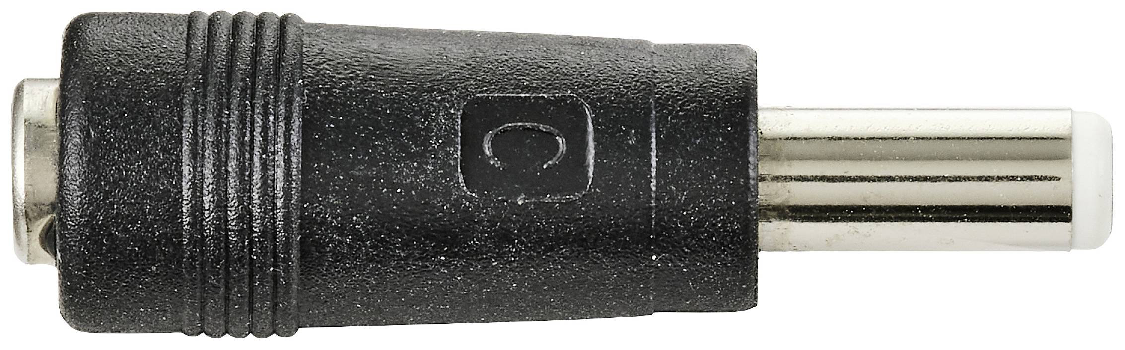 Schwarzer Adapterstecker mit metallischem Anschluss und geriffeltem Griffbereich, wahrscheinlich für elektronische Geräte.