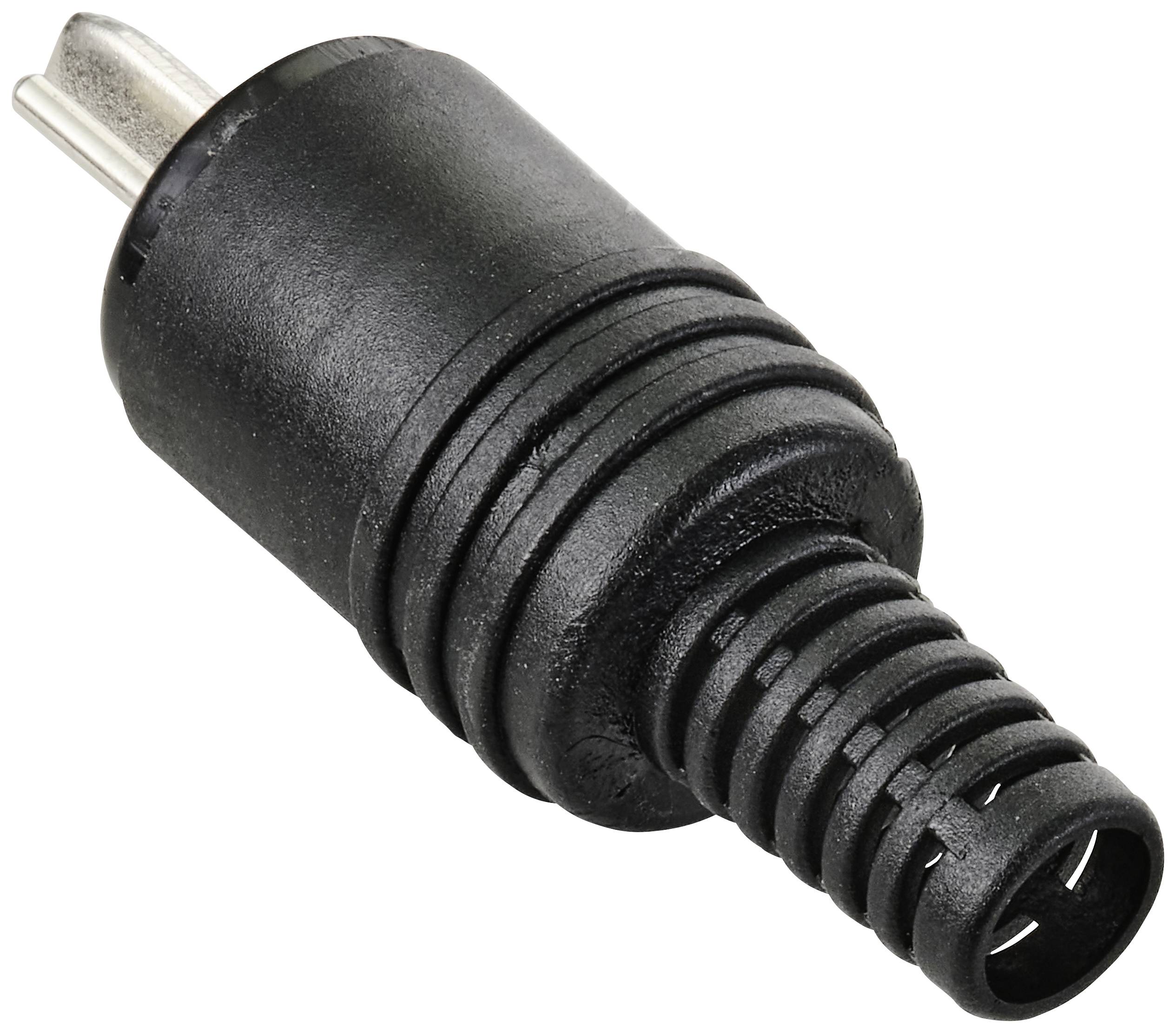 Ein zweipoliger Euro-Steckeradapter in schwarzer Farbe zur Stromversorgung.