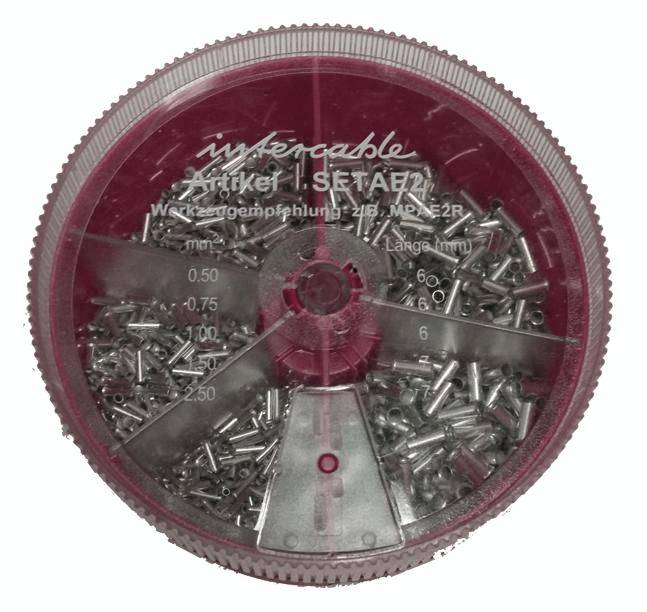 Intercable 181384 Aderendhülsen-Sortiment 0.5 mm², 0.75 mm², 1 mm², 1.5 mm², 2.5 mm² Unisoliert 1400 Teile