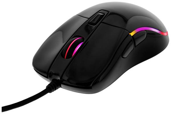 DELTACO GAMING Gaming-Maus Kabelgebunden Optisch Schwarz 6 Tasten 400 dpi, 800 dpi, 1200 dpi, 1600 dpi, 3200 dpi, 5000 dpi Beleuchtet