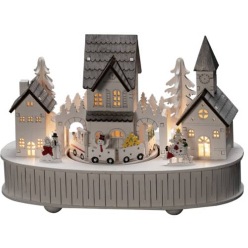 Konstsmide 3269-210 LED-Silhouette Haus, Kirche Warmweiß LED Weiß mit Musik, Timer