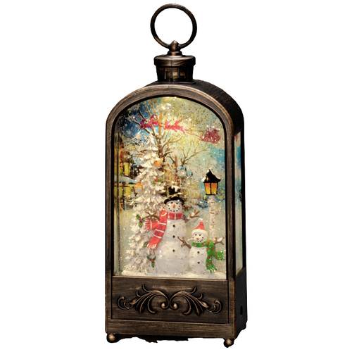 Konstsmide 4282-000 LED-Laterne Schneemann Warmweiß LED Braun mit Wasser gefüllt, Timer