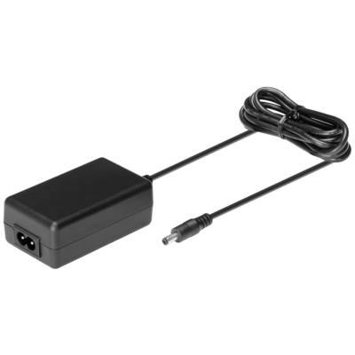 Ein schwarzes Netzteil mit einem langen, dünnen Kabel und einem Steckanschluss. Es dient zum Laden elektronischer Geräte.