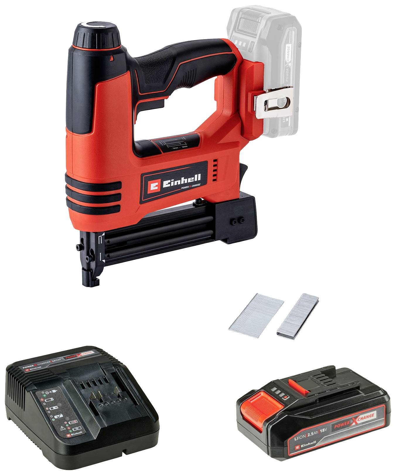 Einhell TE-CN 18 Li Power X-Change + 2,5 Ah-Kit 4257791 Spikpistol batteri Klammerlängd 10 - 22 mm inkl. 1x batteri, inkl. laddare