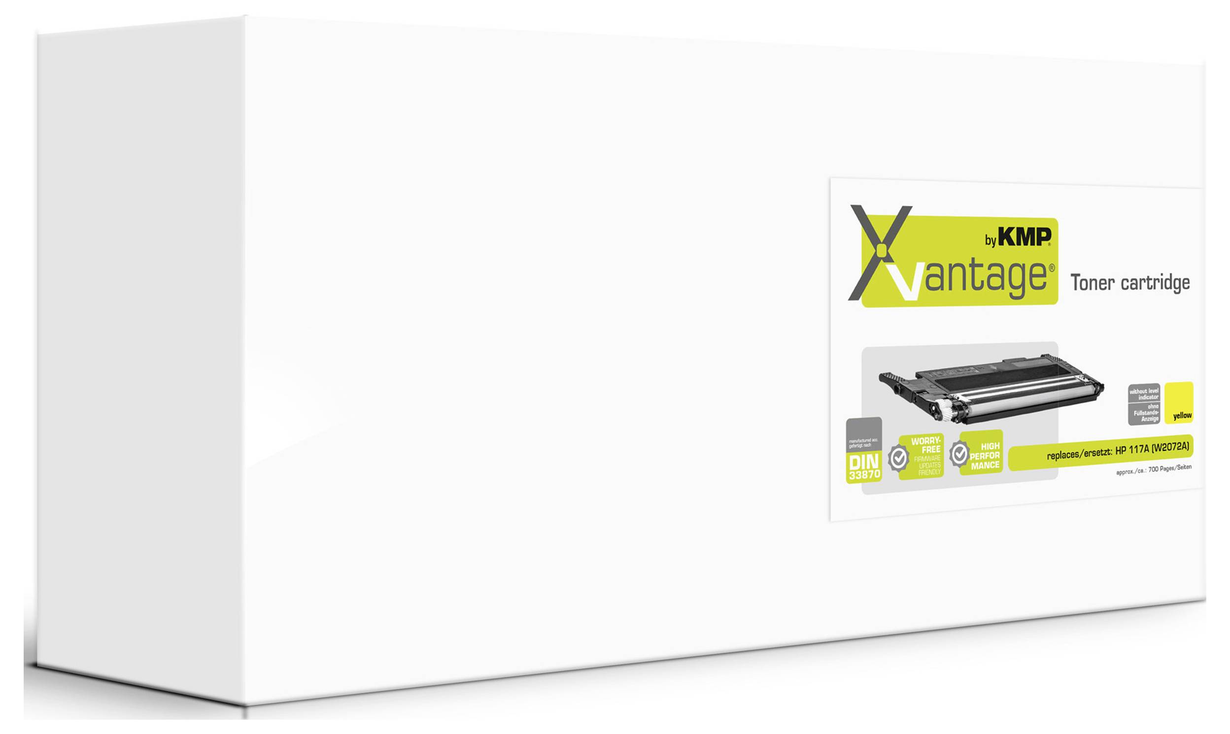 Weiße Tonerpatronenschachtel mit "Xvantage"-Branding und einem Produktbild auf dem vorderen Etikett.